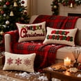 thumbnail image 2 of Christmas Decorative Throw Pillow Covers 20x12" Cushion Covers Christmas Embroidered Pillow Red Snowflake Merry Christmas Embroidered Cushion Cover, 2 of 7