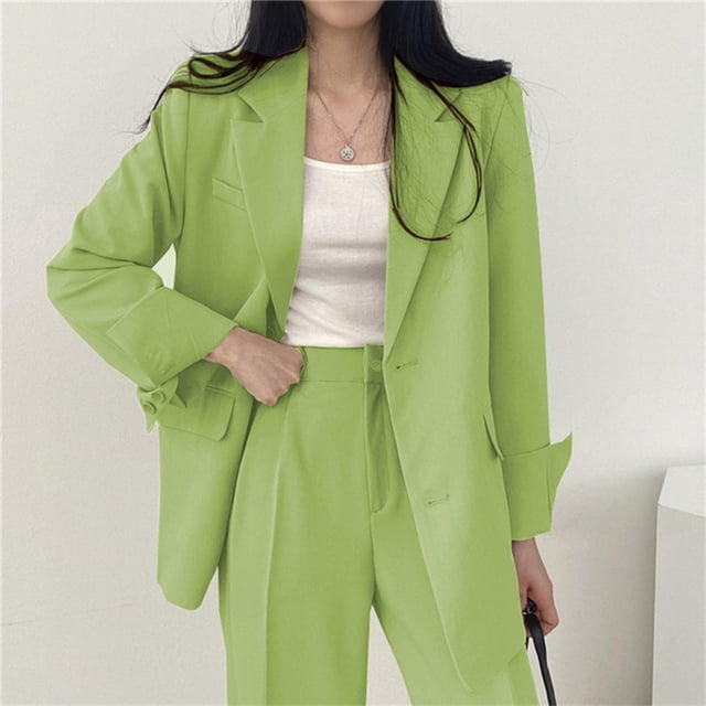 Blazer de mujer de color liso con botones y bolsillos, manga larga, abrigo de traje, abrigo de poliéster para mujer