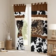 thumbnail image 3 of Western Curtains & Drapes 2 Panels 42"Wx84"L,Brown Leopard Print Curtains Black and White Cowhide 30%-50% Blackout Curtains,Milk Cow Print Patchwork Wild Animal Hide Western Bedroom Decor, 3 of 6