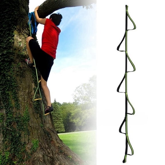 7 Rings Rock Climbing Four-Step Etrier Rise Rope Ladders Ascending Sling Mountain Deck Ladder Foot Pedal