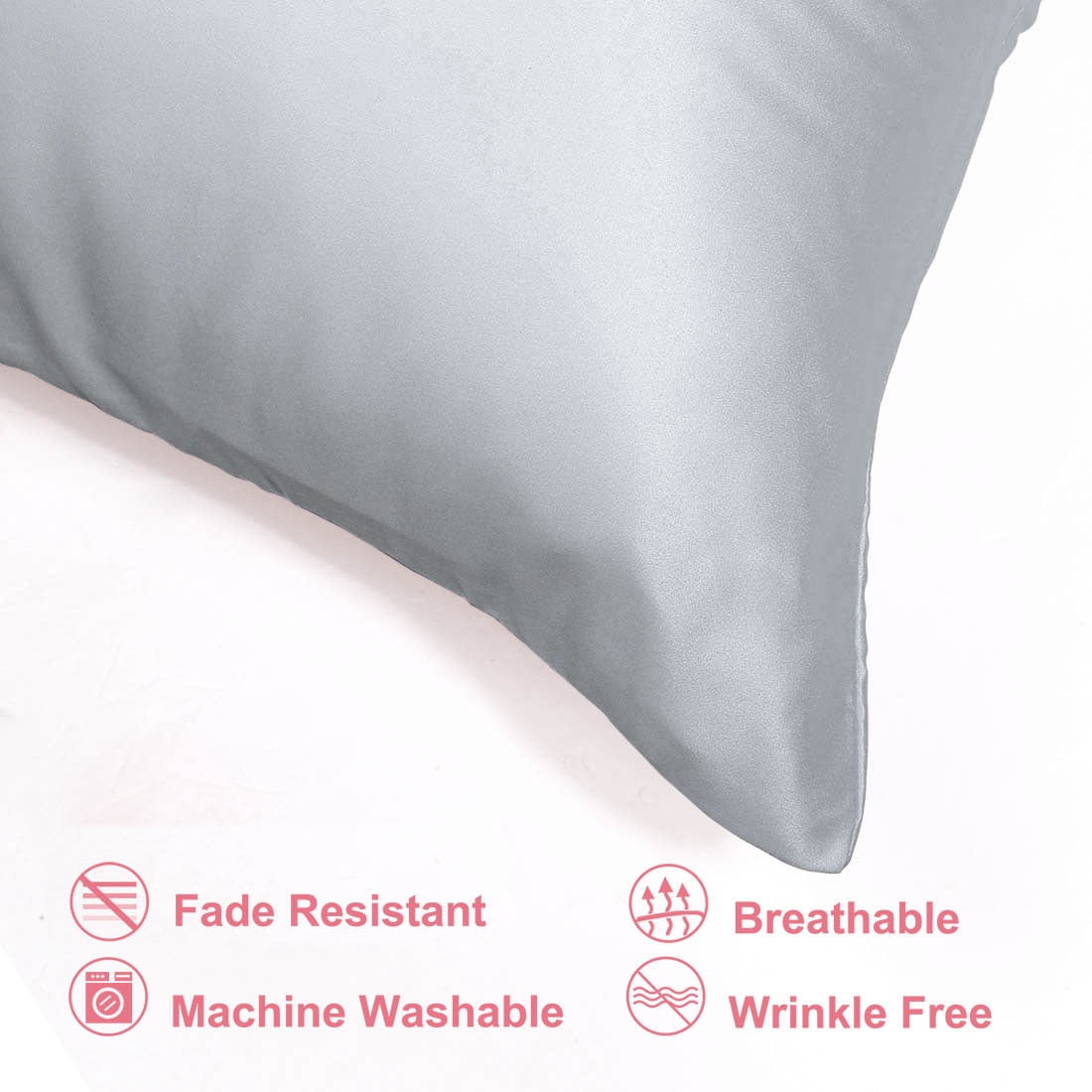 Unique Bargains 6 Pack Satin Pillowcase with Zipper, Travel, Silver