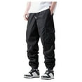thumbnail image 2 of Cargo Joggers for Men 2025 Mid Elastic Waist Drawstring Durable Casual Work Pants Sweatpants with Pockets Trousers, 2 of 7