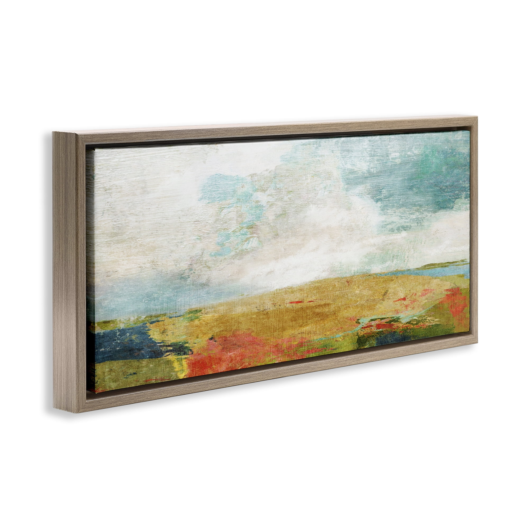 Stupell Industries Rural Country Hills Impression Abstract Painting Brown Floater Framed Canvas Art Print Wall Art, 25 x 11