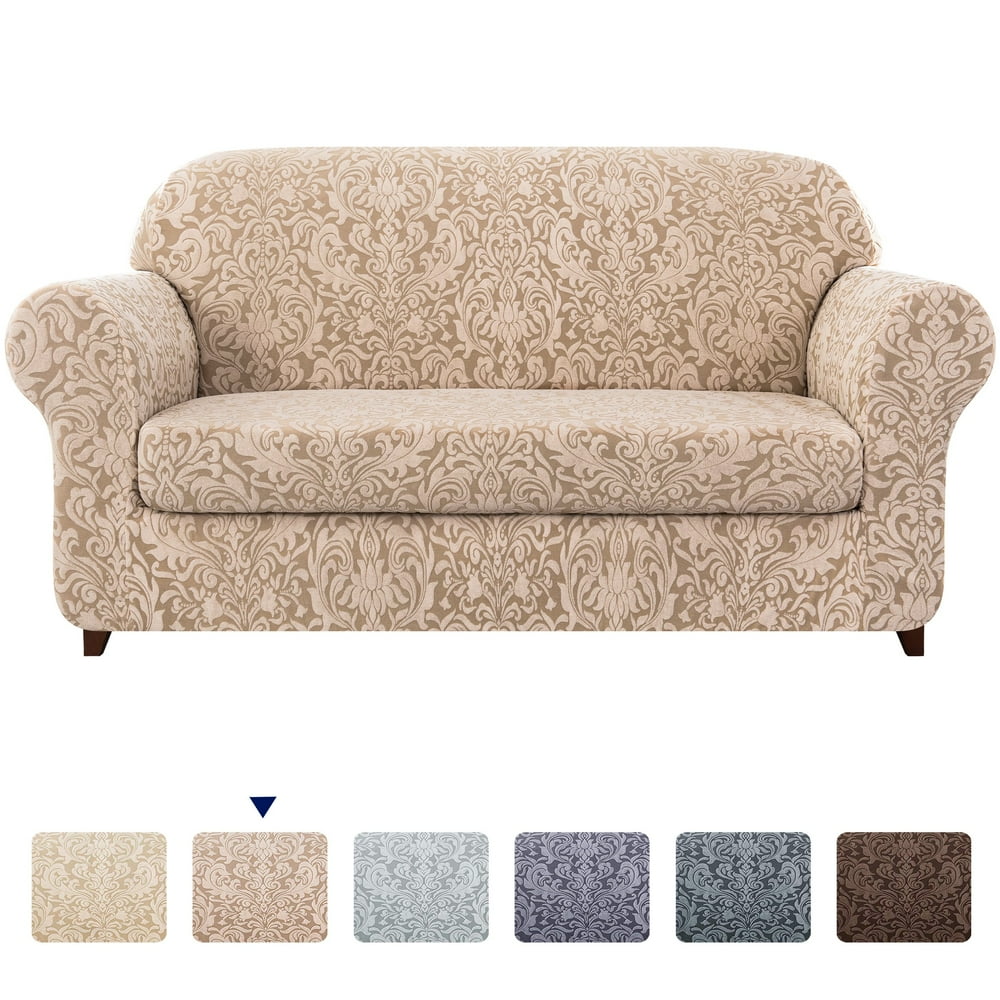 Subrtex 2piece Jacquard Damask Stretch Sofa Cover XL Sofa Slipcover