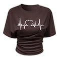 thumbnail image 4 of Women Oversized Tshirt Korean Style Short Sleeve T Shirt Loose Fit Crew Neck Basic Summer Top Tops for Women Coffee L, 4 of 4