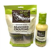 Olive Gardens Signature Italian Salad Dressing and Seasoned Croutons - Bundle
