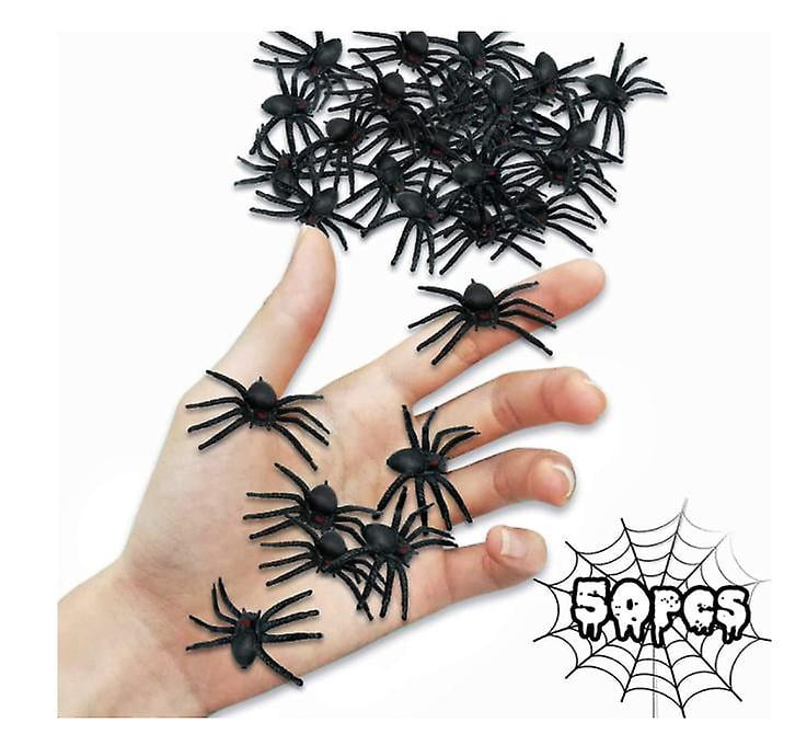 Muzboo Realistic Plastic Spider Toys - 30 Pack, Small Halloween Prank Props & Decorations (1.6x2in Each)