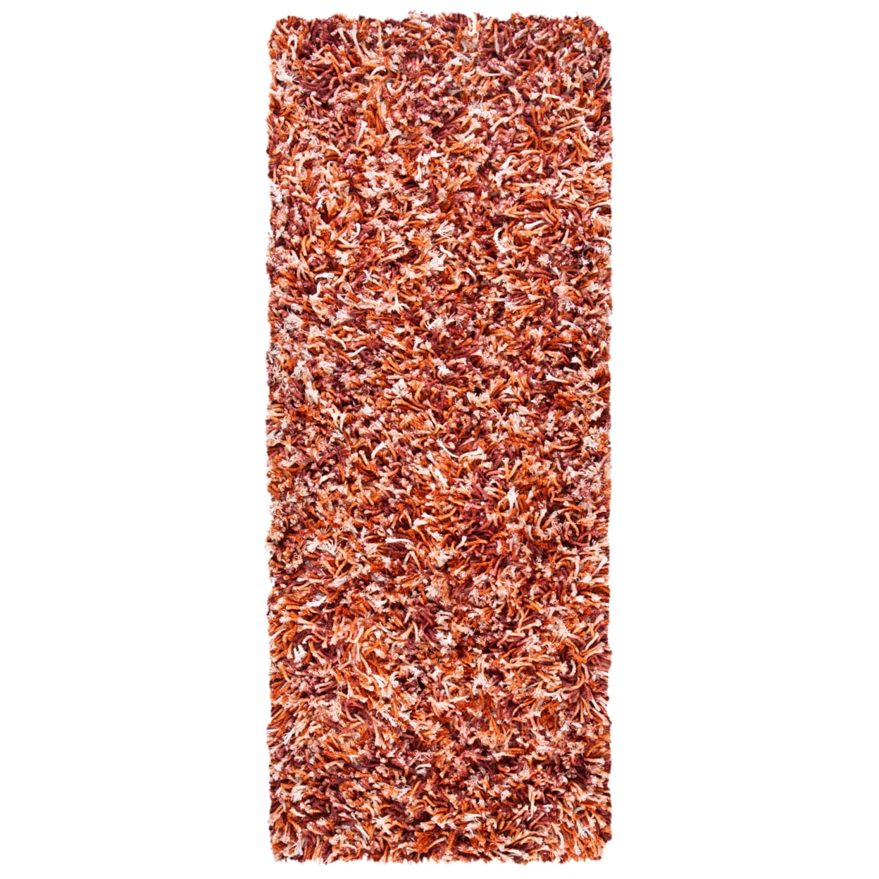 SAFAVIEH Rio Kynaston Solid Polyester Shag Area Rug, Rust/Ivory, 4' x 6'