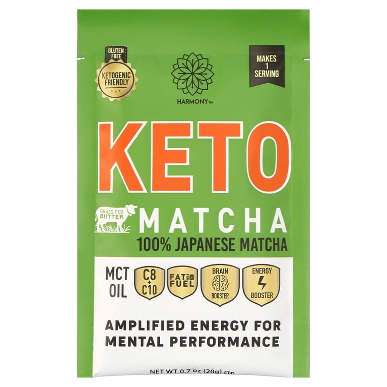4 pack) Harmony Keto Matcha Japanese Green Tea Mix, 0.7oz Packet