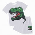 thumbnail image 6 of HCNTES Toddler Boys Clothes Little Boys Summer Spring Outfits Cotton Short Sleeve Dinosaur T-Shirt and Shorts Set for Children Kids(X01-White,3-4 Years), 6 of 6