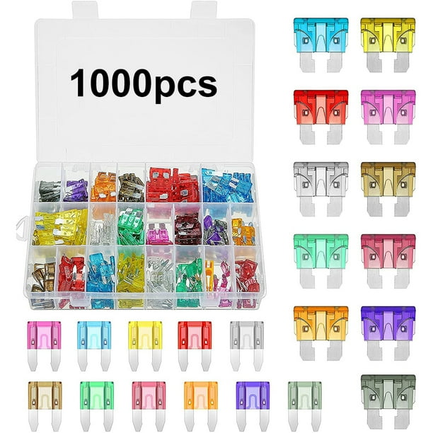 1000 Uds surtido de fusibles de hoja de coche Kit surtido Mini juego de hojas de tamaño es Romacci Kit de fusibles de coche