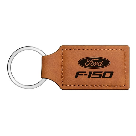 iPick Image for Ford F-150 Rectangular Brown Leather Key Chain, Official Licensed