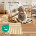 thumbnail image 4 of ODIKA 3'x5' Washable Throw Rug Rag Layered Checkered Boho Striped Mosaic Farmhouse Vintage Frame for Entryway, Kitchen, Mudroom, Stain Resistant, Low Profile, Non-Slip, 4 of 7