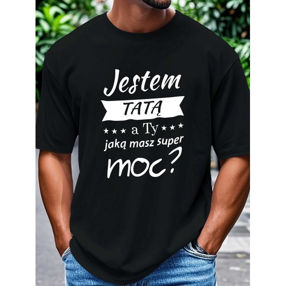 Fun Polish Men's Casual T Shirt with Bold Polish Text & Star Design Vibrant Red Short Sleeve Round Neck Tee