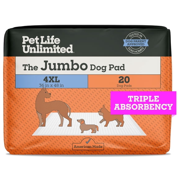 Pet Life Unlimited Jumbo Dog Pads, 4XL, 36x48in., 20ct