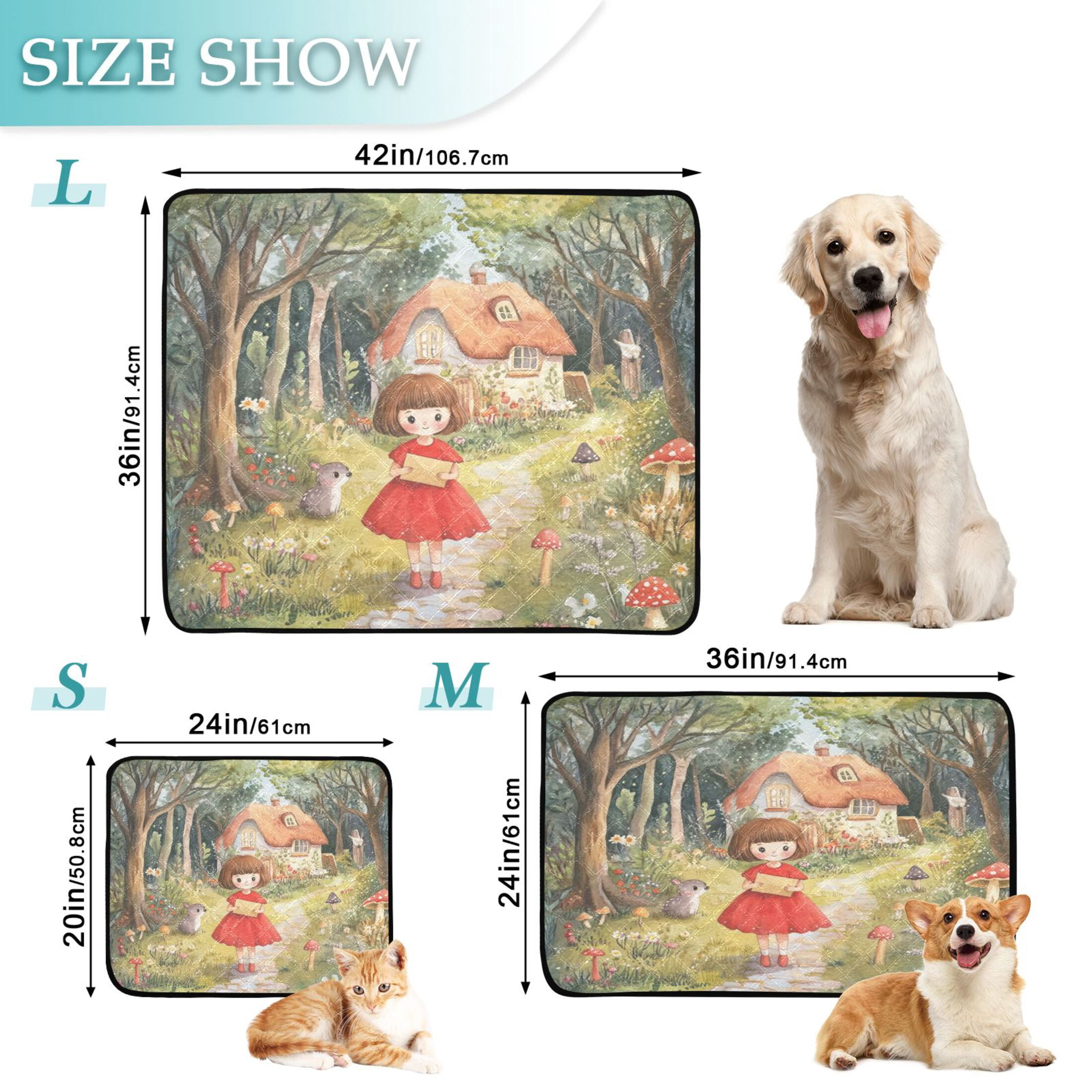 Qxltty Forest Cabin Cat litter Pads Pet Set of 3 Diaper Mats Center Anti-leakage Layer Absorbent Soft and Comfortable