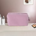 thumbnail image 5 of Unique Bargains 1 Pc Striped Pattern Makeup Bag for Travel Rose Red Seersucker, 5 of 6