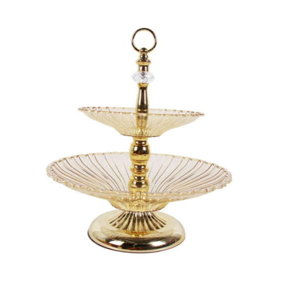 Fancyes 2 Layer Serving Plate Tiered Fruit Tray Stylish Luxury Buffet Serving Tray Dry Food Display Plates for Event Birthday Kitchen