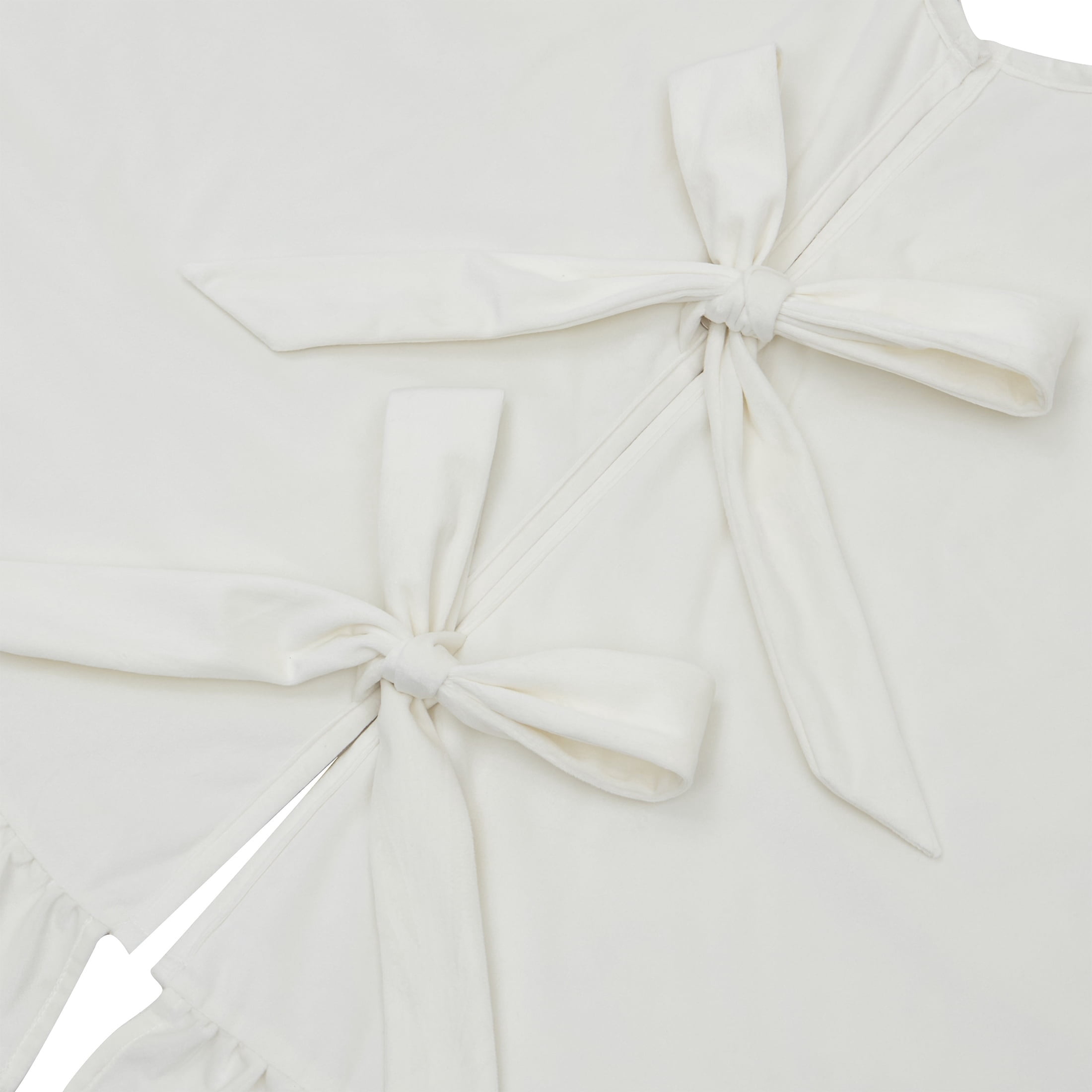 My Texas House Ruffle Velvet Christmas Tree Skirt, Ivory, 52"