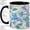 Black, variant on Blue Floral Coffee Mug, Stained Glass Bloom Art, Calm Daily Sips for Tea