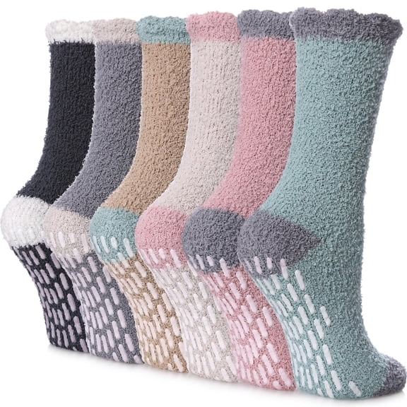 NAISHIER Fuzzy Socks for Women, Warm Soft Fluffy Socks, Winter Thick Cozy Plush Slipper Socks, Sleep Non Slip Grip Socks