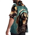 thumbnail image 3 of Retro Dog Men's Casual Poplin Printed Button Down Short Sleeve Summer Beach Shirts - Unisex, 3 of 6