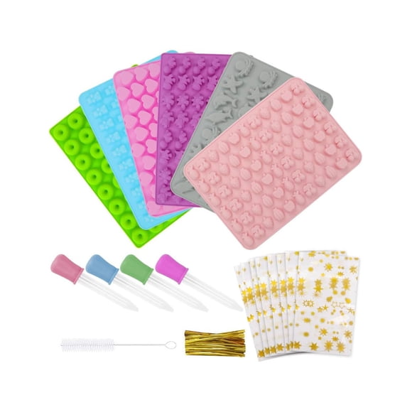 Juego de 6 Moldes de Gomitas de Silicona, Moldes de Silicona para Gomitas de Oso, Moldes Grandes de Oso de Gomita, Animales en Forma de Fun Mold, Moldes para Caramelos