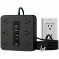 thumbnail image 2 of 16 in 1 Power Strip with Switch & Surge Protection with 9 AC Outlets, 3 USB and 2 Type-C Ports, Time Display for Home Office and Dorm Use, 2 of 8