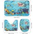 thumbnail image 3 of Nautical Ocean Wildlife Shark 4 Pieces Shower Curtain Set,Cool Undersea Animals Sharks Fish Coral Non-Slip Rugs Toilet Lid Cover Bath Mat and Bathroom Curtain, 3 of 8