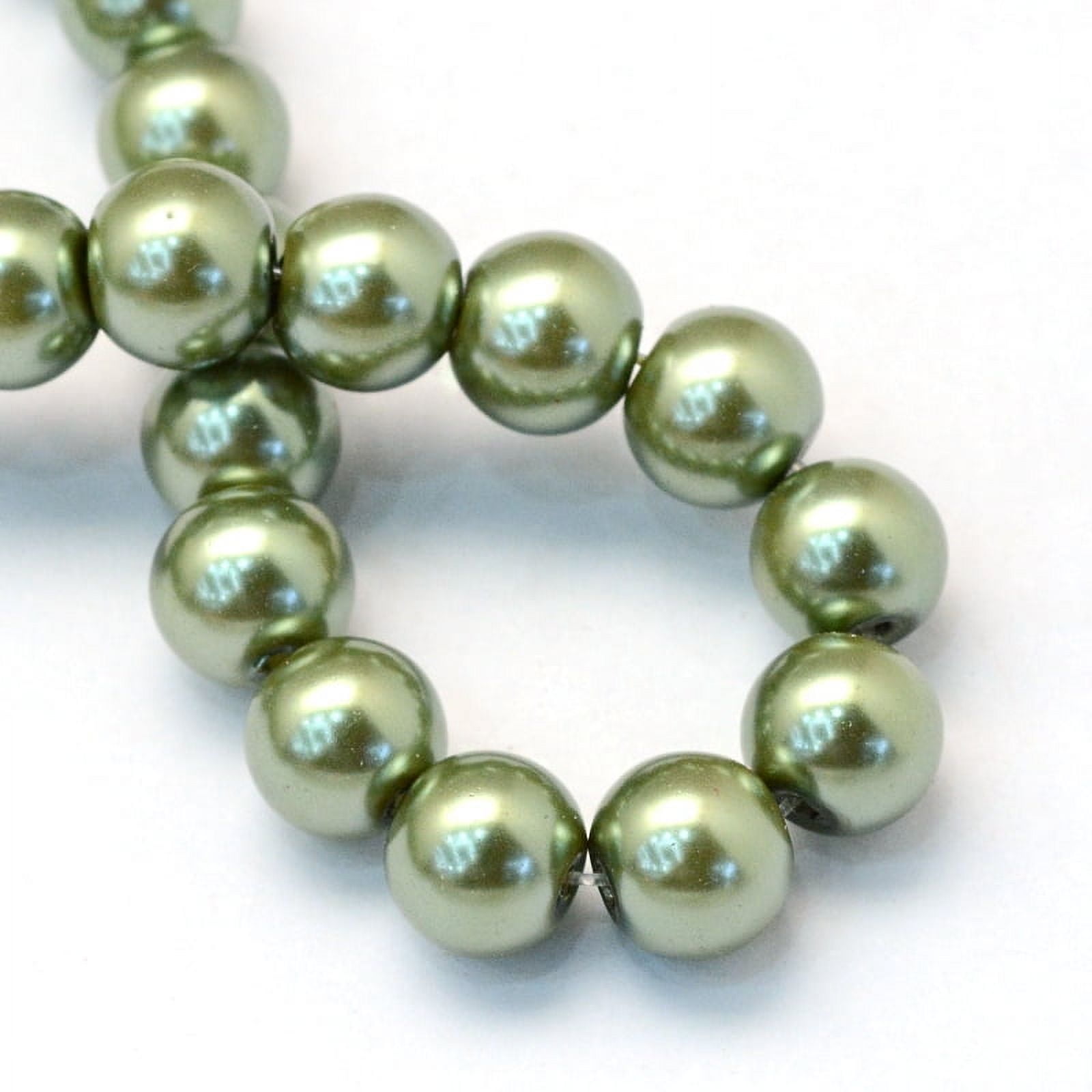 20strands Baking Painted Pearlized Glass Pearl Round Bead Strands Olive Drab 4~5mm Hole: 1mm about 200~210pcs/strand 31.4 inch