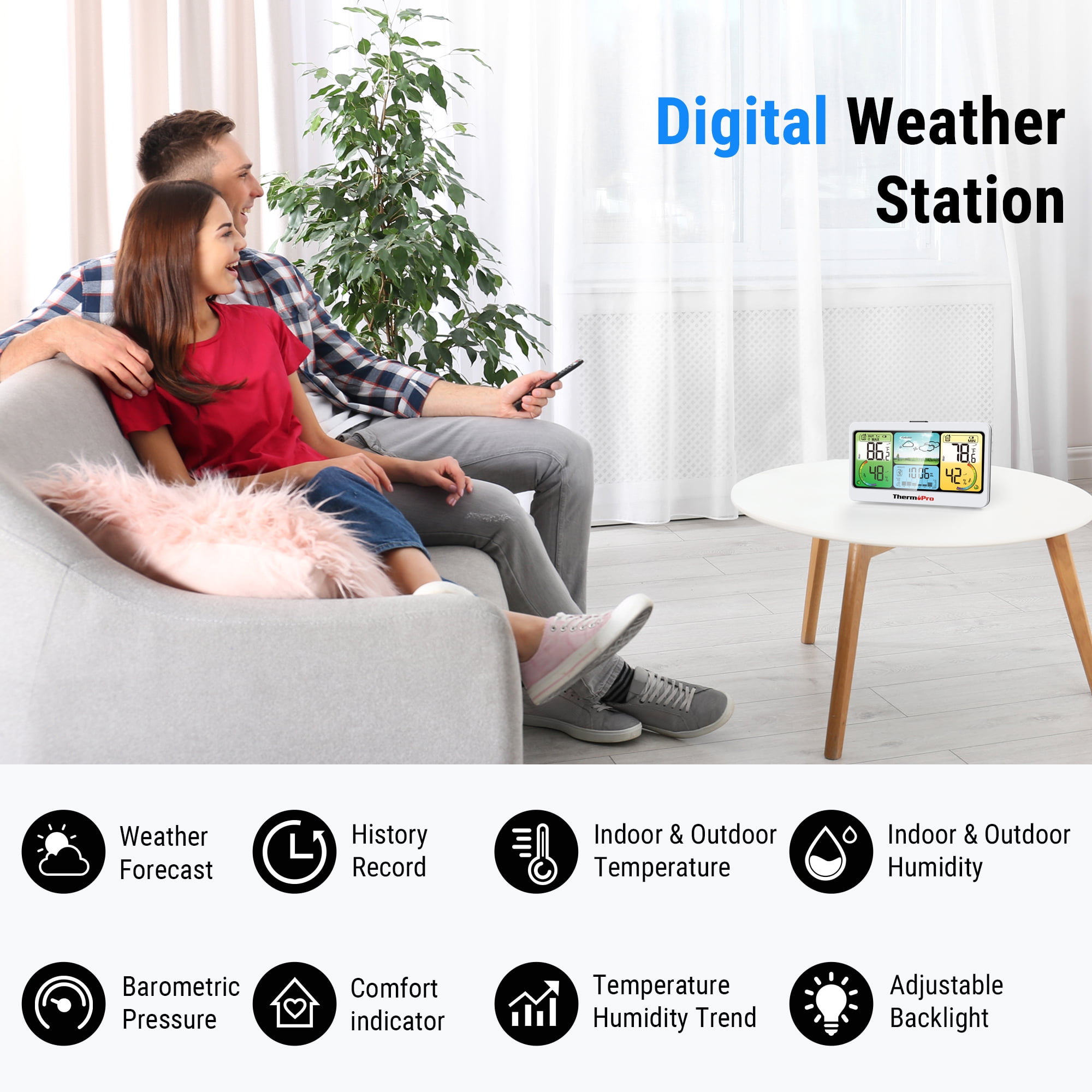 ThermoPro TP280 1000FT Home Weather Stations Wireless Indoor Outdoor  Thermometer, Indoor Outdoor Weather Stations with Swiss-Made Sensor, Inside