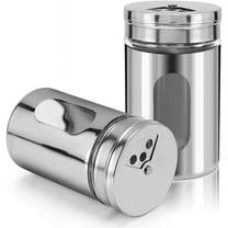 2pcs Salt and Pepper Shakers,Stainless Steel Shaker for Salt Powder Sugar Cinnamon Pepper, Spice Dispenser with Adjustable Pour Holes