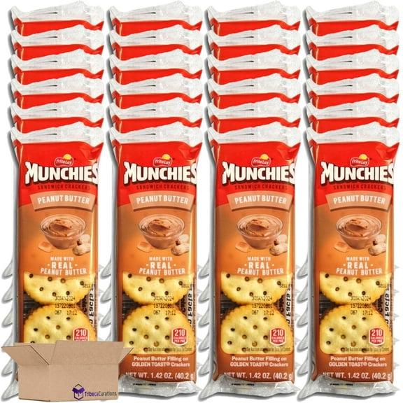 Munchies Peanut Butter Sandwich Crackers Value Pack | 8 Count Box | Pack of 3 (24 Total Sleeves)