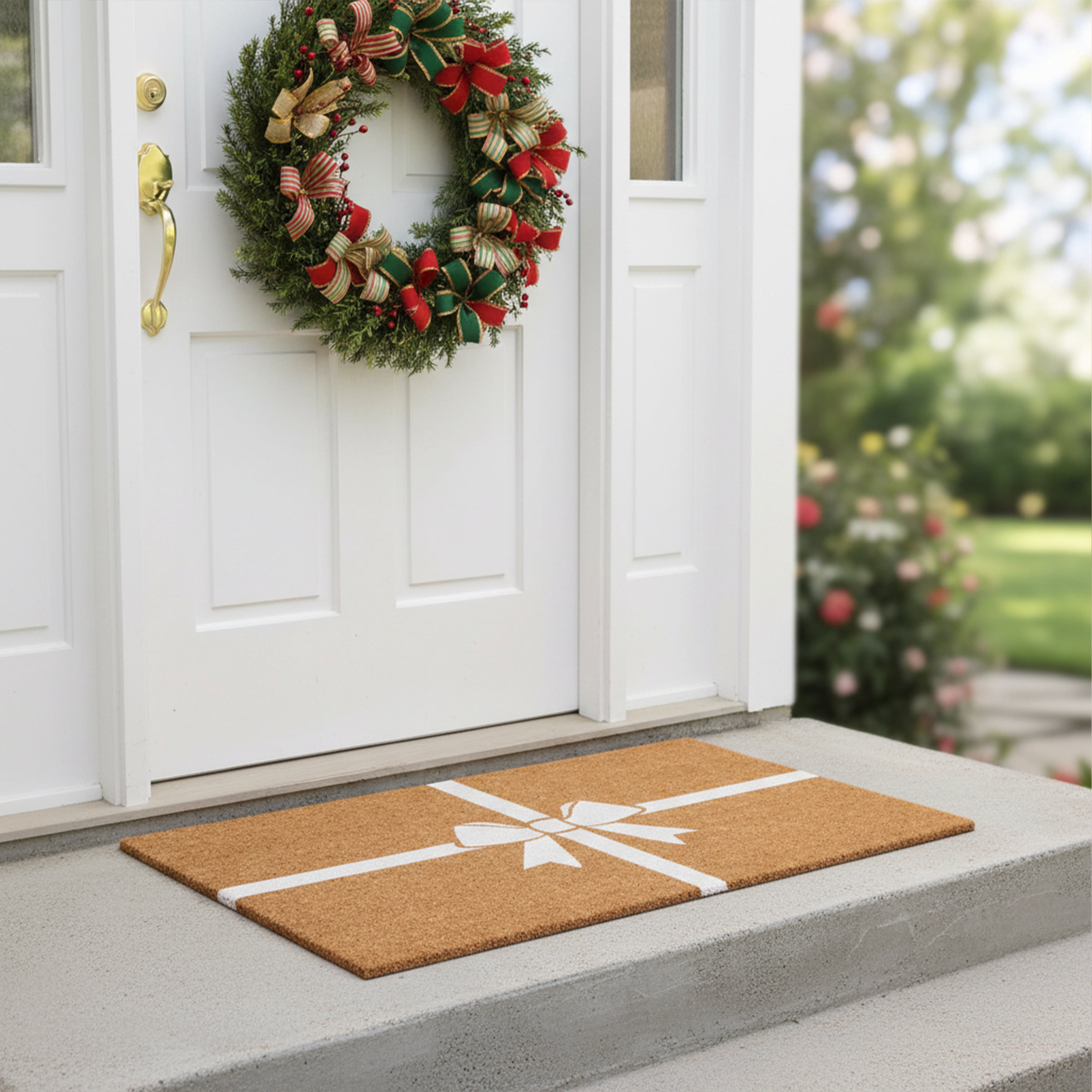 Calloway Mills 117561729 White Holiday Gift Doormat, 17" x 29"