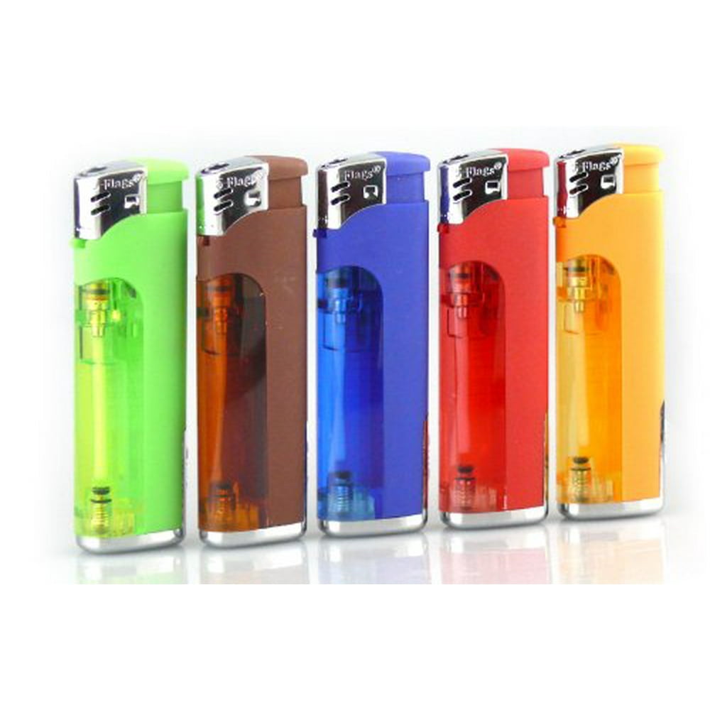Refillable Butane Cigarette Lighter with LED Flashlight (Quantity of 5