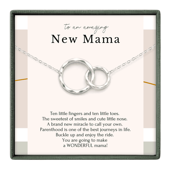 HOPE LOVE SHINE New Mom Necklace – 2 Ring Silver Gift for First Time Mom or Wife