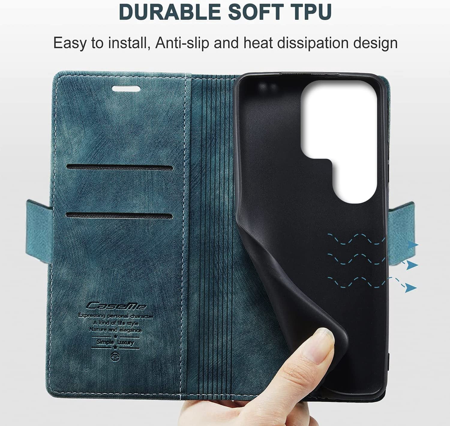 KONEE Phone Case Compatible with Samsung Galaxy S22 Ultra 5G,Leather Case PU Leather Flip Phone Case with [Card Slot] [Stand Function], Foldable Phone Case for Samsung Galaxy S22 Ultra 5G Case - Blue