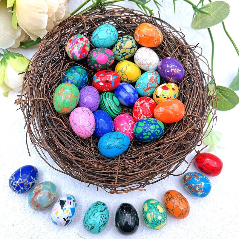 20Pcs Natural Mixed Crystal Easter Egg Set, 6.5g Hand-Polished Gemstone Worry Stones for Meditation, Energy Healing & Chinchilla/Home Decor, Random Assorted Colors