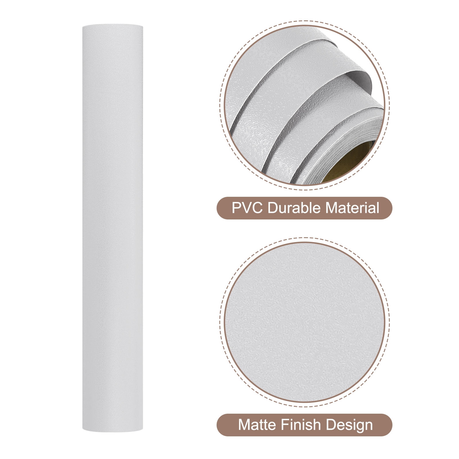 Unique Bargains Peel Stick Wallpaper Solid Color Vinyl Self-Adhesive Paper Gray