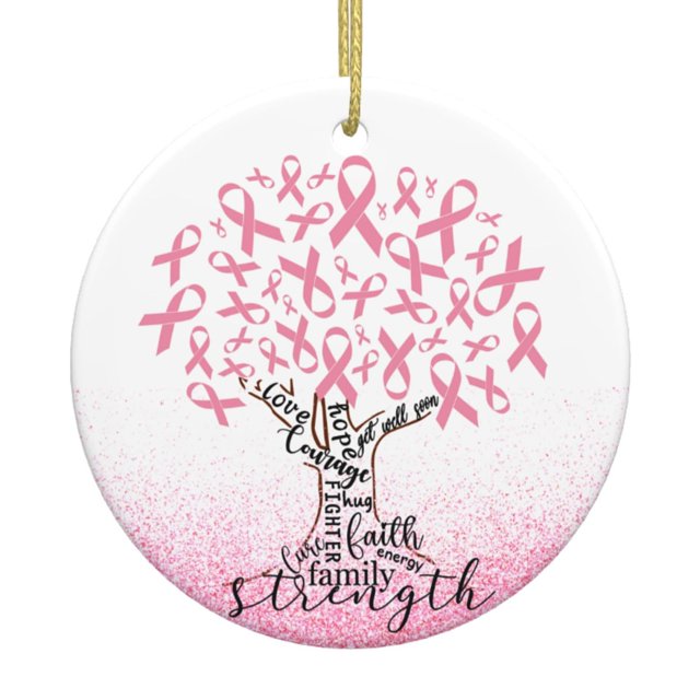 Regalos Para El Cáncer De Mama Para Mujeres Adorno De Concienciación Sobre El Cáncer De Mama Cinta Rosa Para Sobrevivientes Árbol Decoraciones Navideñas Adornos De Cerámica