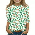 thumbnail image 2 of St. Patrick's Day Shirt for Girls, Long Sleeve Shamrock Rainbow Print T-Shirt Kids 4-12 Years,Size 9-10T, 2 of 5