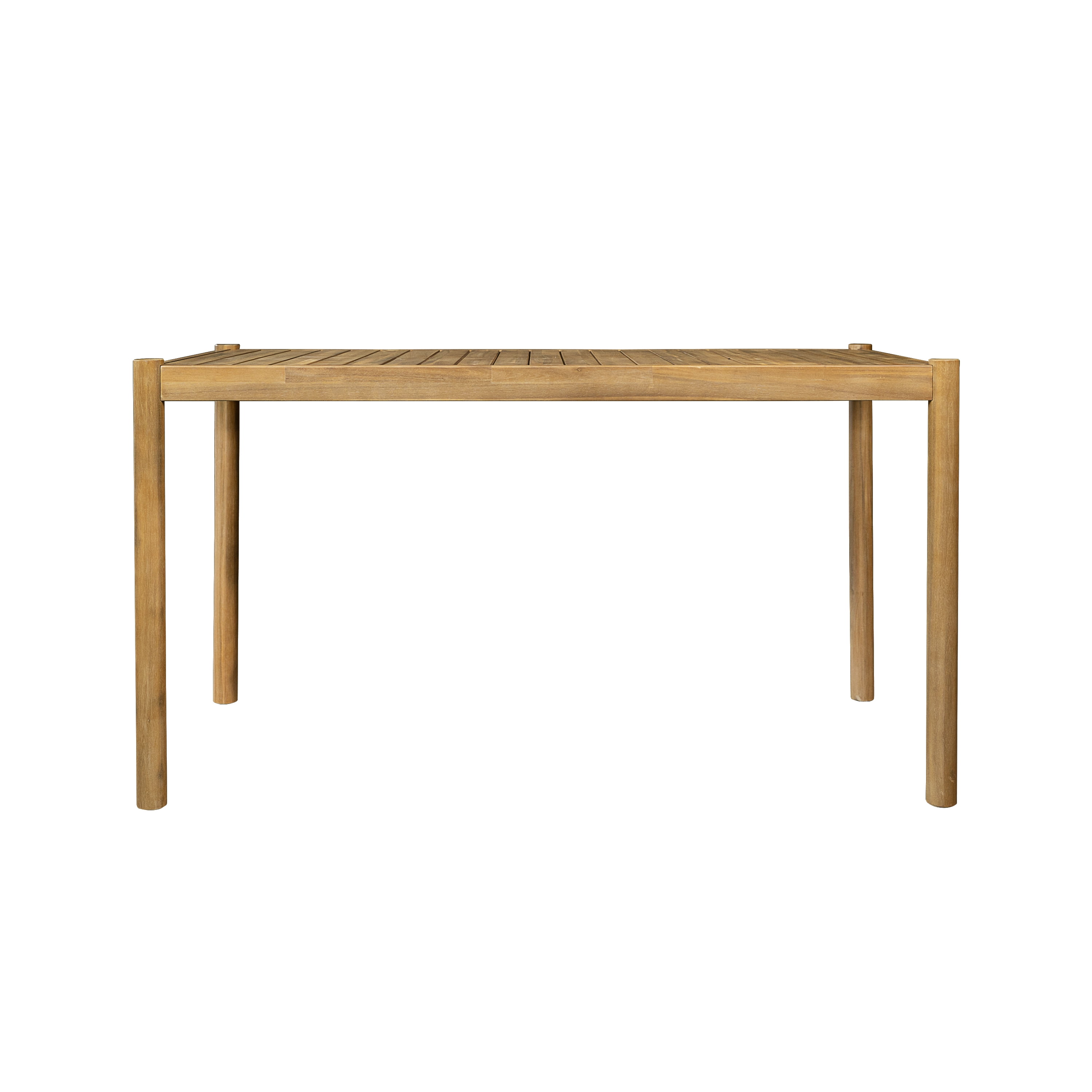 Dining Table, Acacia Wood Round Table for Patio Garden Deck, Light Teak
