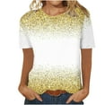 thumbnail image 2 of Virmaxy Womens Summer Short Sleeve T Shirts Printed Round Neck Short Sleeve T-shirt Loose Top Blouses Spring Summer Relaxed Fit Comfy Tee Yellow M, 2 of 4