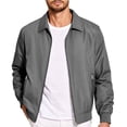thumbnail image 2 of JTSRKL Full Zip Track Jacket for Men Laydown Collar Casual Stylish Golf Office Tops Work Windbreaker Daily Comfort Soft Fit Bomber Coat, 2 of 8