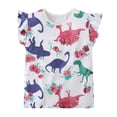 thumbnail image 1 of DDSOL Girl Ruffle Sleeve Shirts Dinosaur Graphic Summer Tees Top 7T, 1 of 7