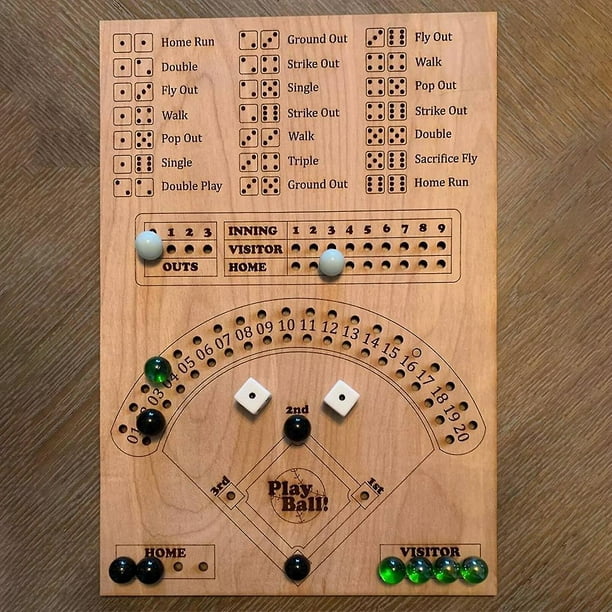 Juego De Mesa De Béisbol De Madera – Dados Y Pinball De Cristal, Estrategia Familiar Para Niños Y Adultos