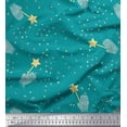 thumbnail image 1 of Soimoi Green polyester Crepe Fabric Musical Symbol & Star Printed Fabric 1 Yard 52 Inch Wide, 1 of 3