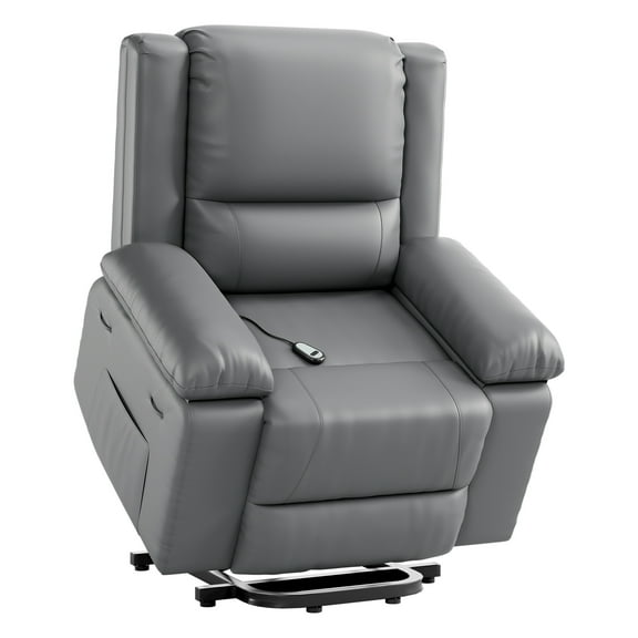 Power Lift Recliner Chair - Adjustable Back and Legs, Massage and Heat for Elderly, Wide 21.2" Seat Width Recliner Chairs with Pockets for Living Room, Gray