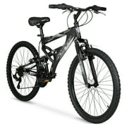 Hyper Bicycles Havoc Mountain Bike, 24" Wheels, Youth Ages 10-14 Years Old, Black