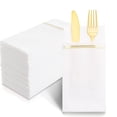 thumbnail image 1 of Servilletas desechables Nervure de papel dorado con bolsillo, 100 unidades, 1 of 9